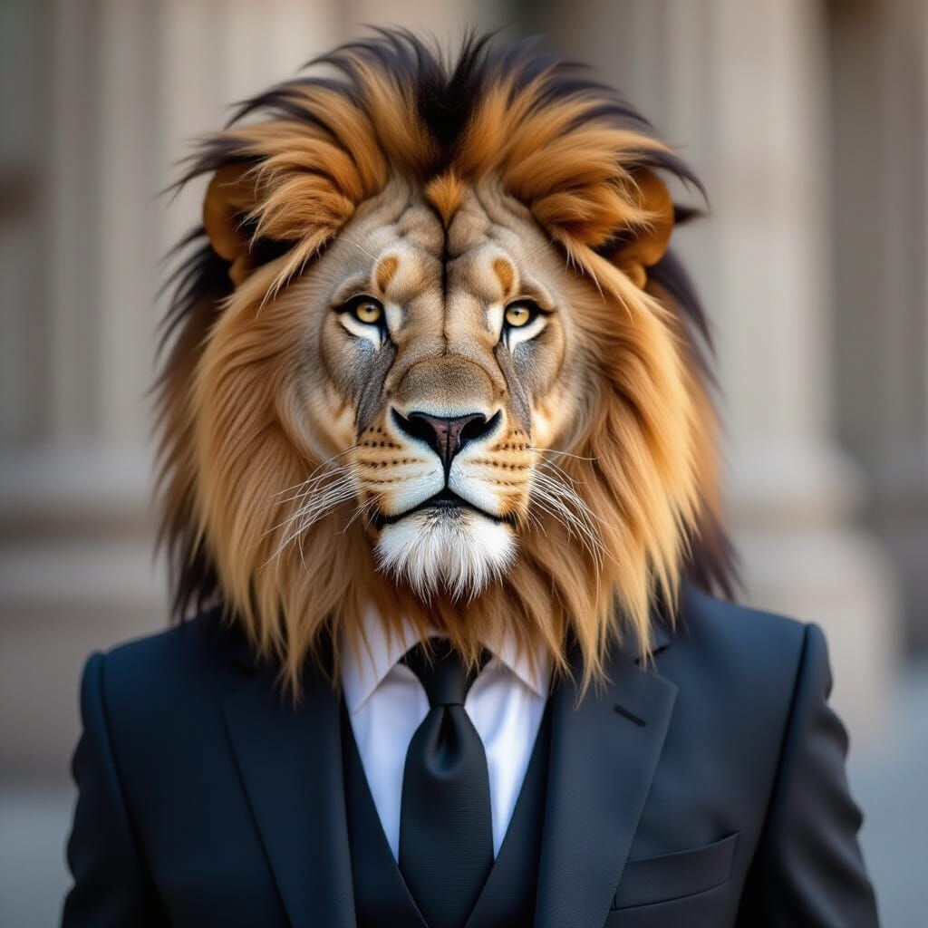 Lion in a Suit: An AI-Generated Portrait