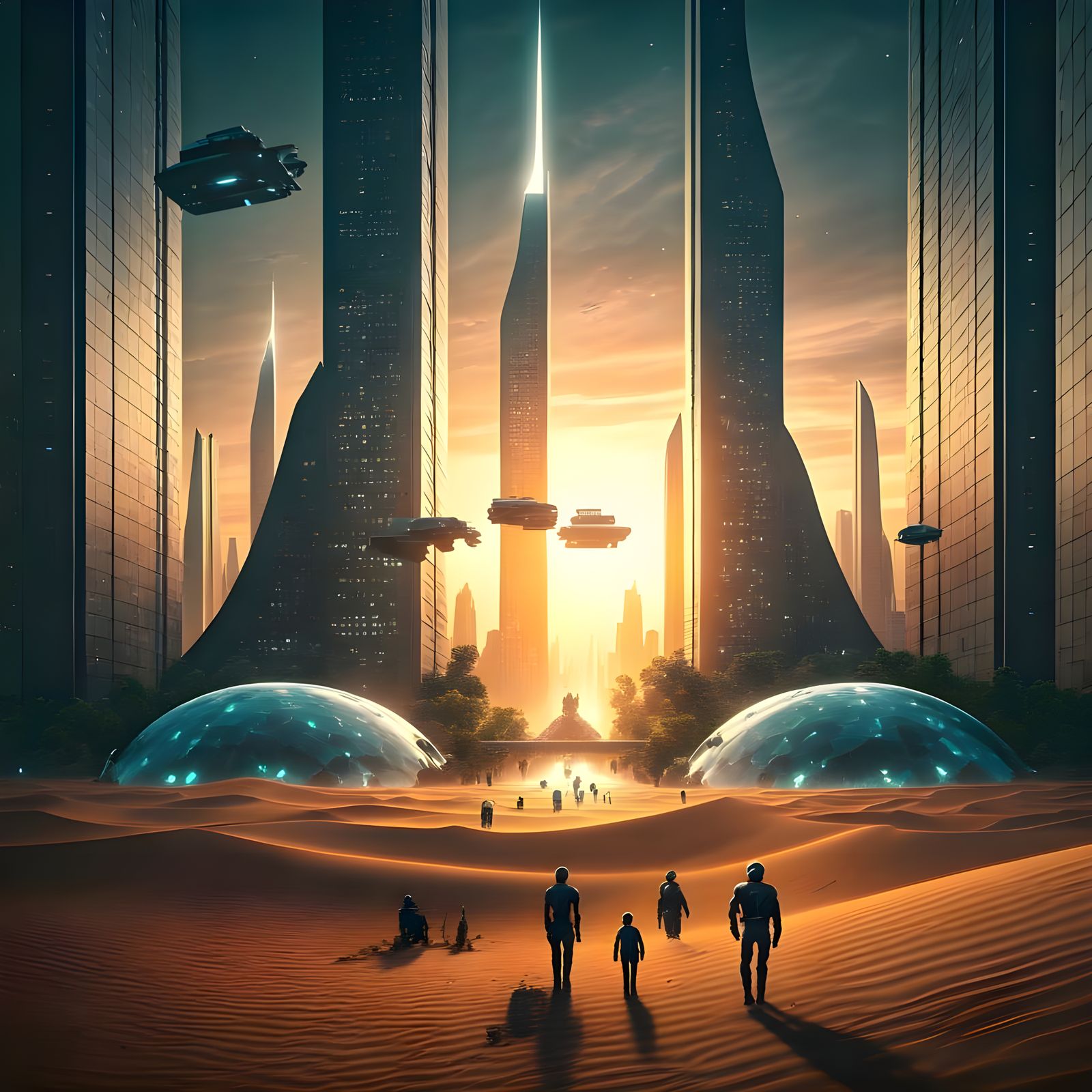 Futuristic City Rises from Golden Desert Sands in Cyberpunk ...