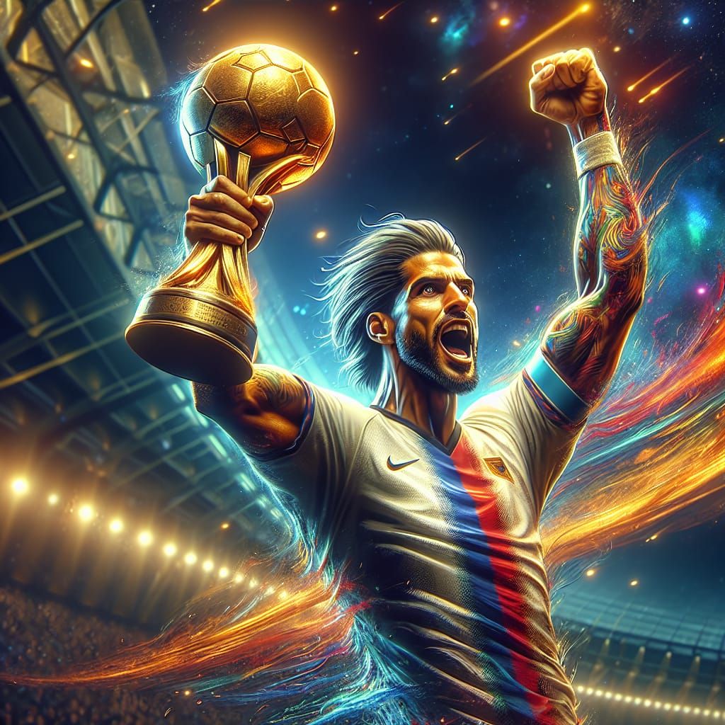 Soccer Champion Celebrates Golden Trophy Win