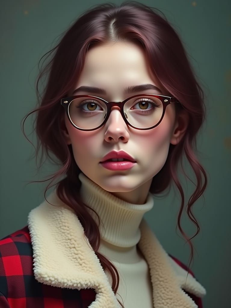 Baroque Portrait of a Woman with Burgundy Hair