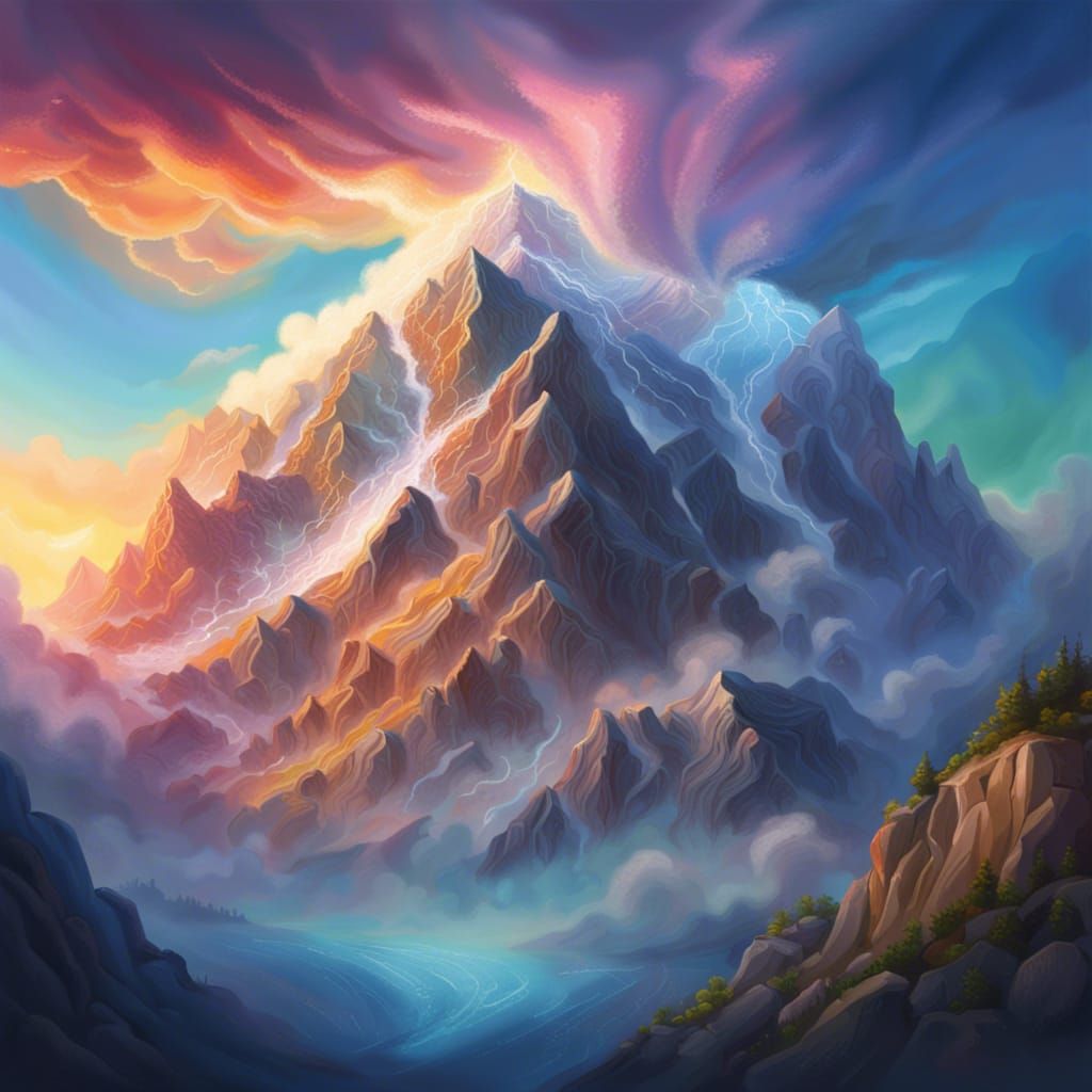 Mount Olympus at Dawn: Hyperrealistic Splash Art