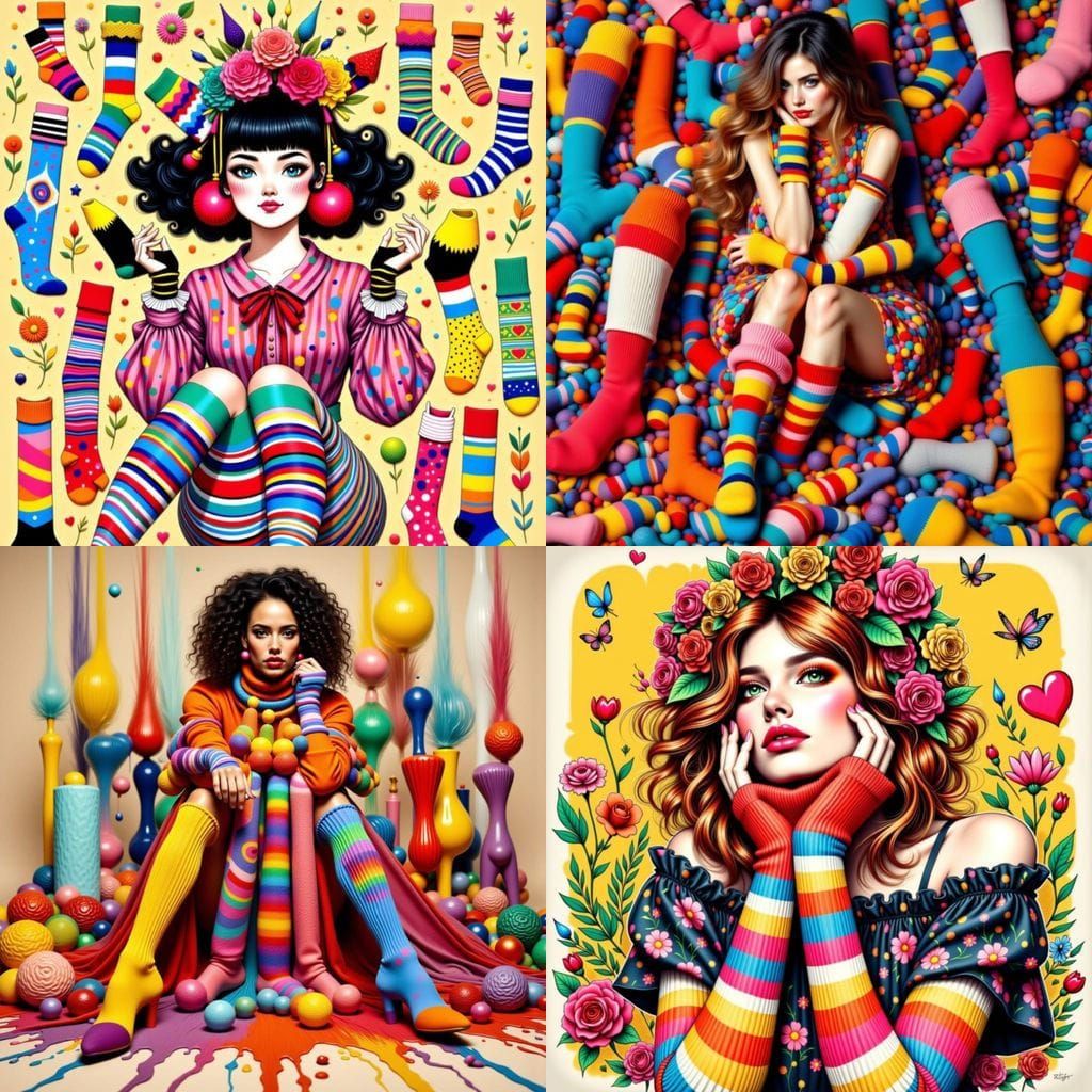 Sock Enthusiast in Acrylic and Sketch Style