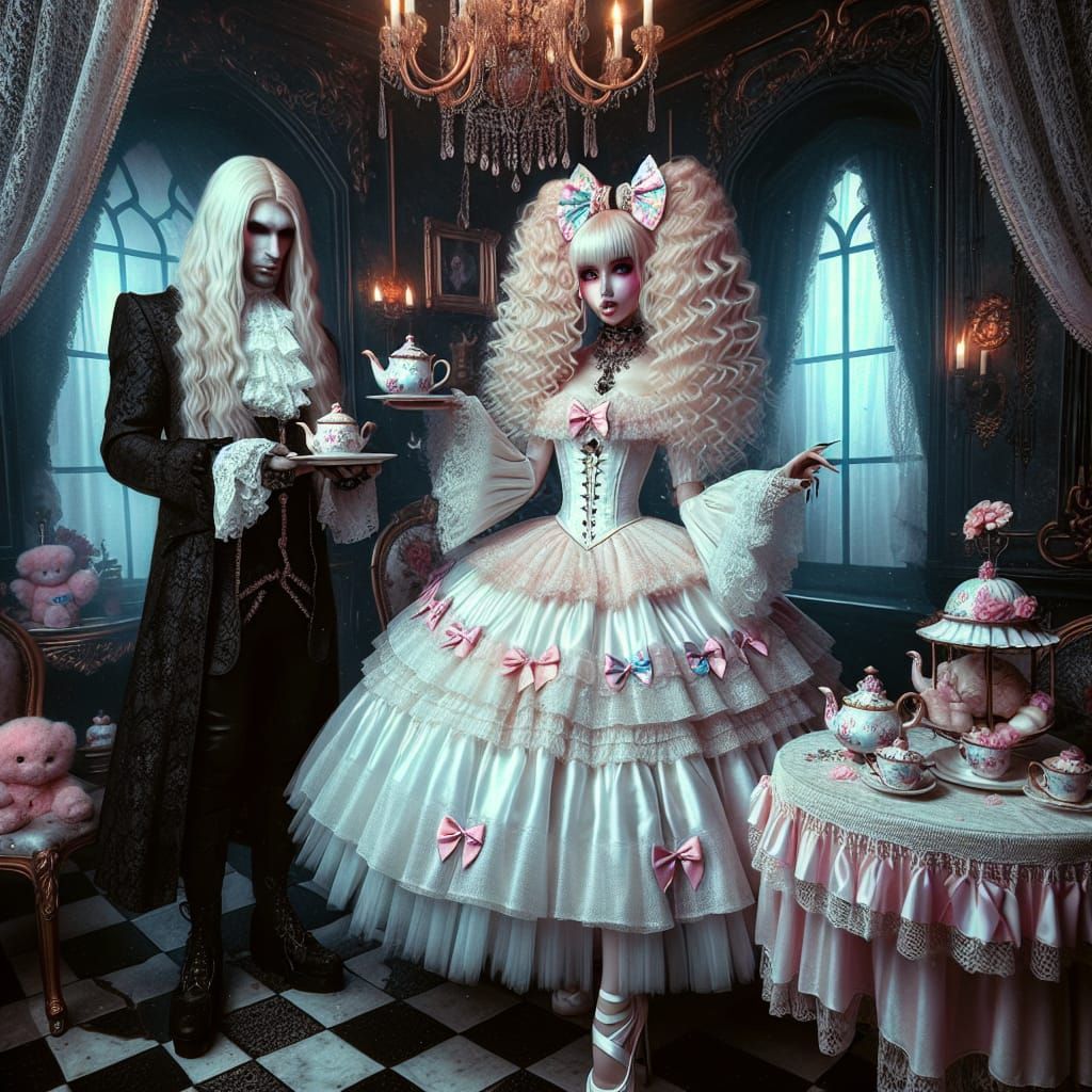 Gothic Castle Tea Time Scene in Epic Digital Art