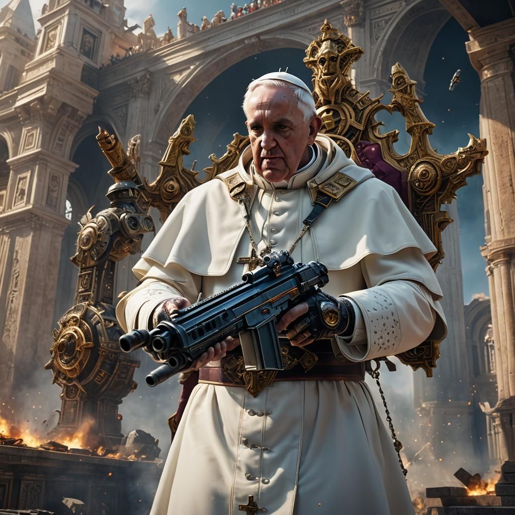 Pope Shoots Gun in StarCraft 2: Detailed Matte Painting