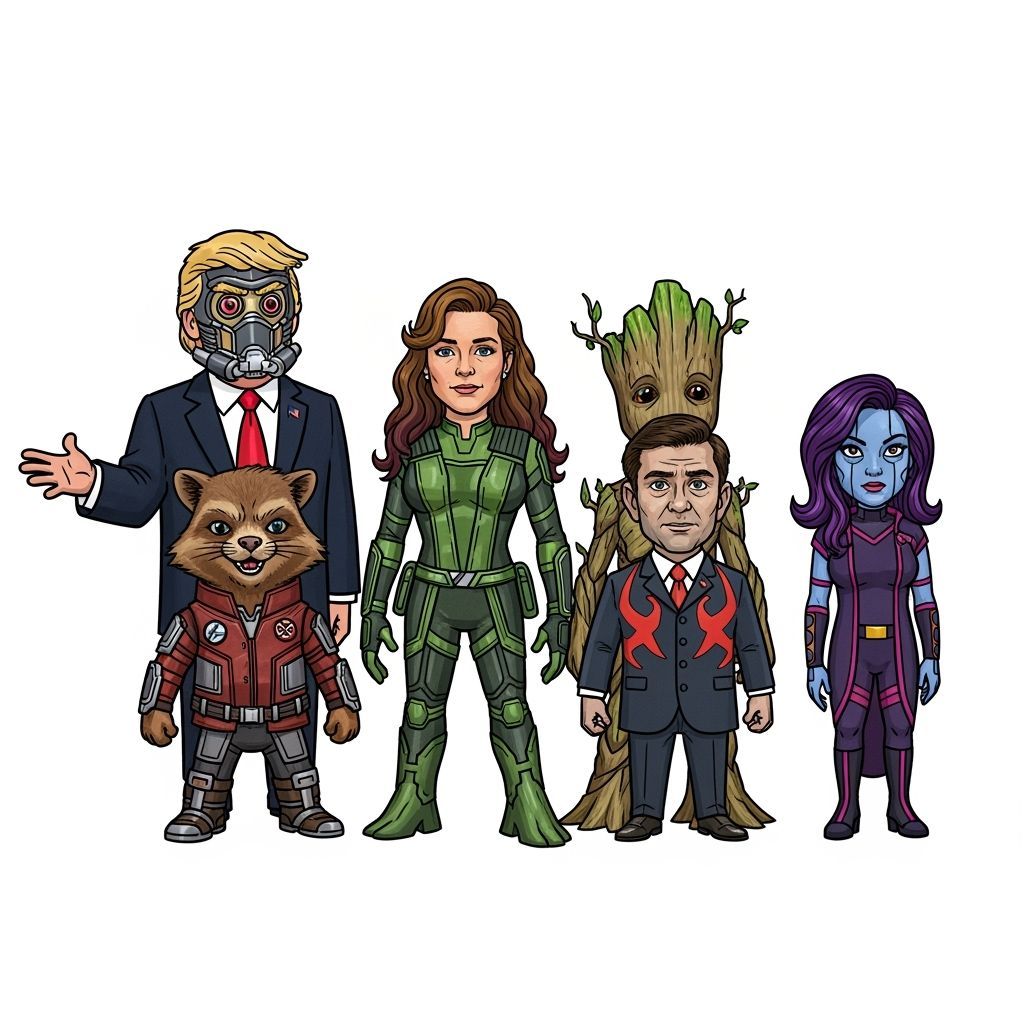 Guardians of the Galaxy Political Parody in Cartoon Style