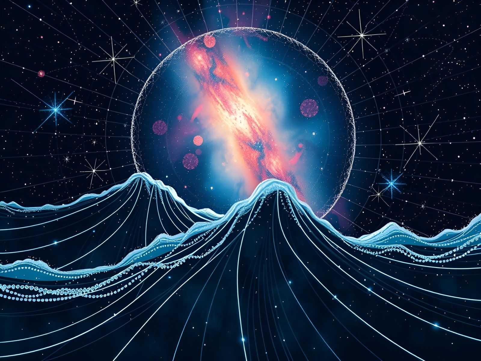 Expressive Starry Poster Design with Divergent Waves