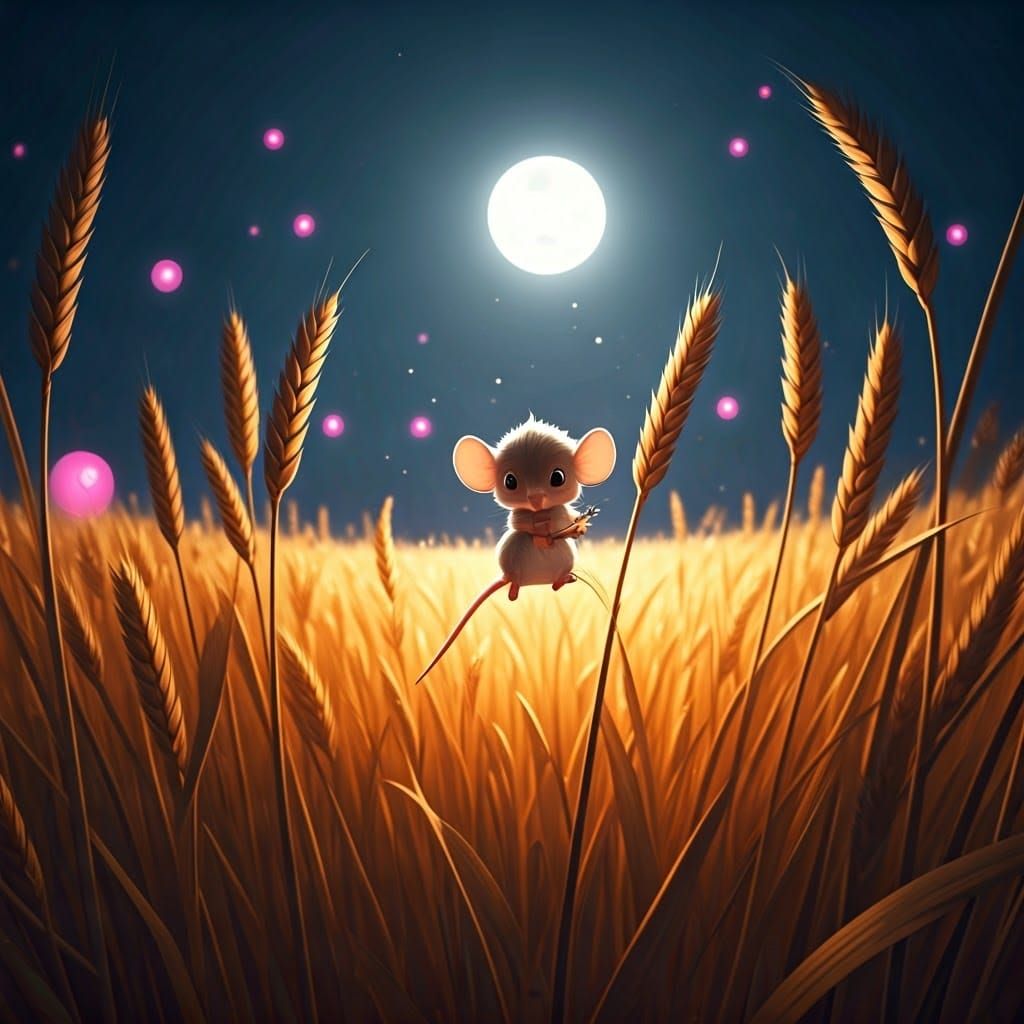 Whimsical Moonlit Scene in Disney-Inspired Style