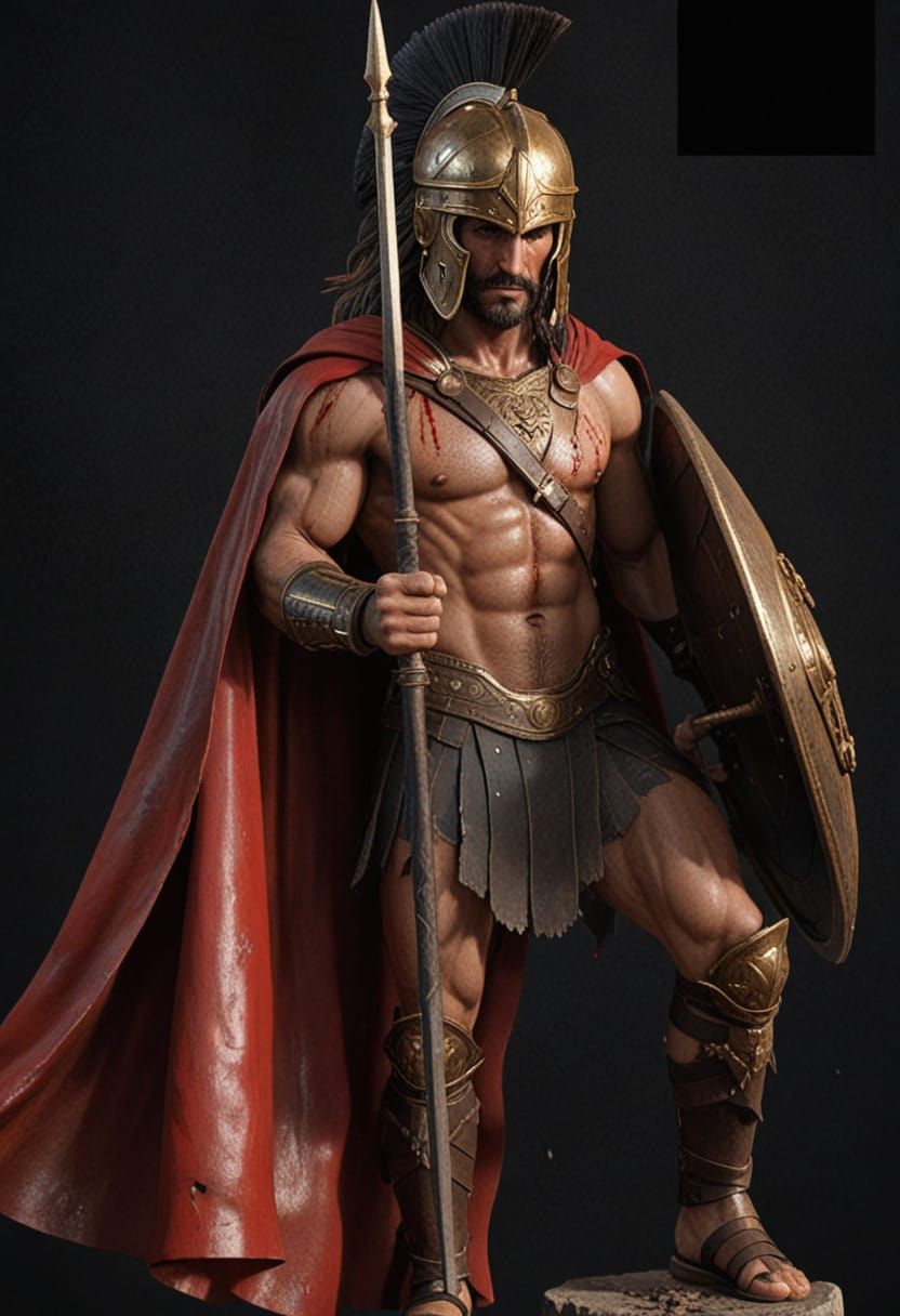 Ancient Greek Warrior in Battle Regalia