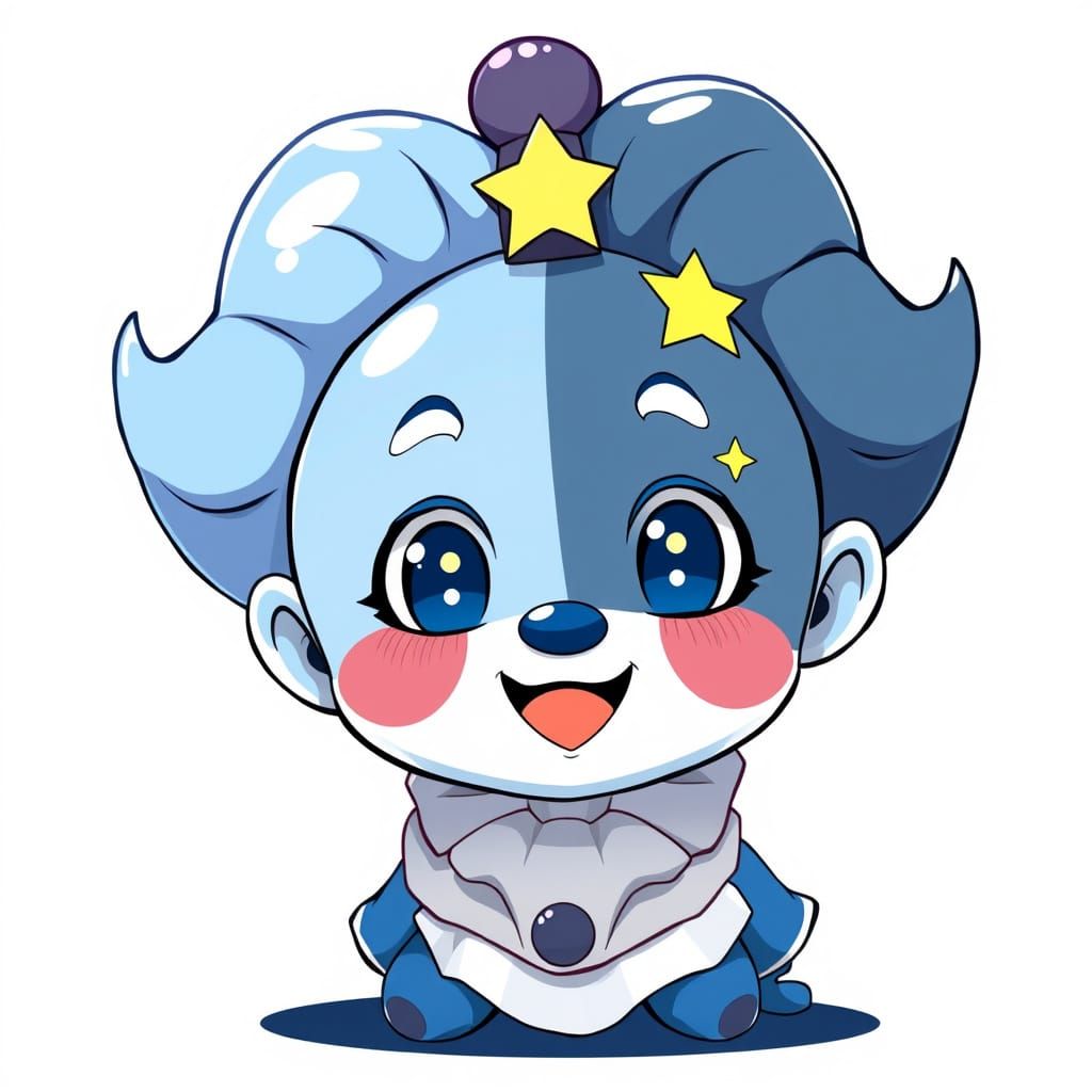 Cyberpunk Clown with Moon Crust Face in Japanese Anime Style