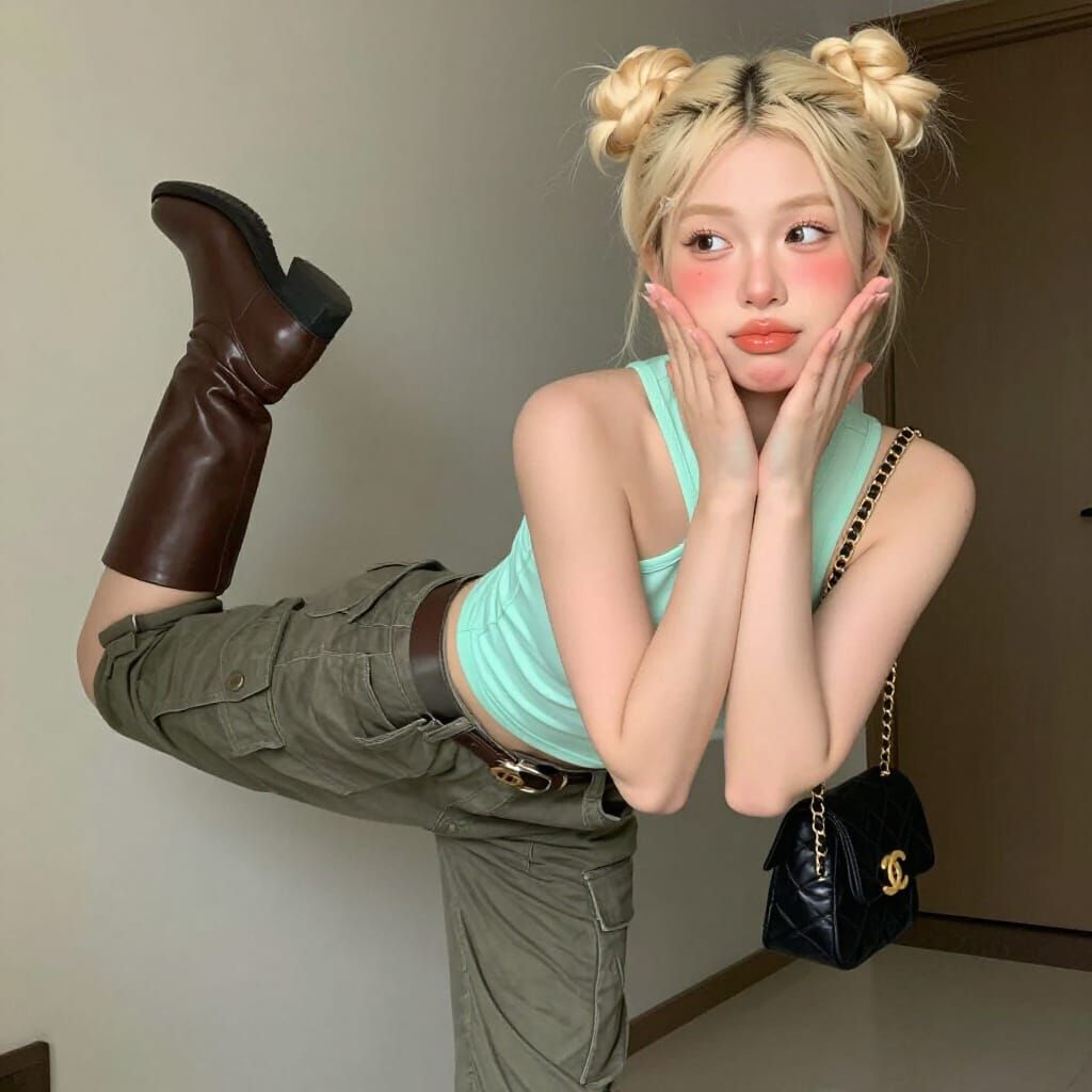 Chic Korean Girl in Modern Douyin Aesthetic