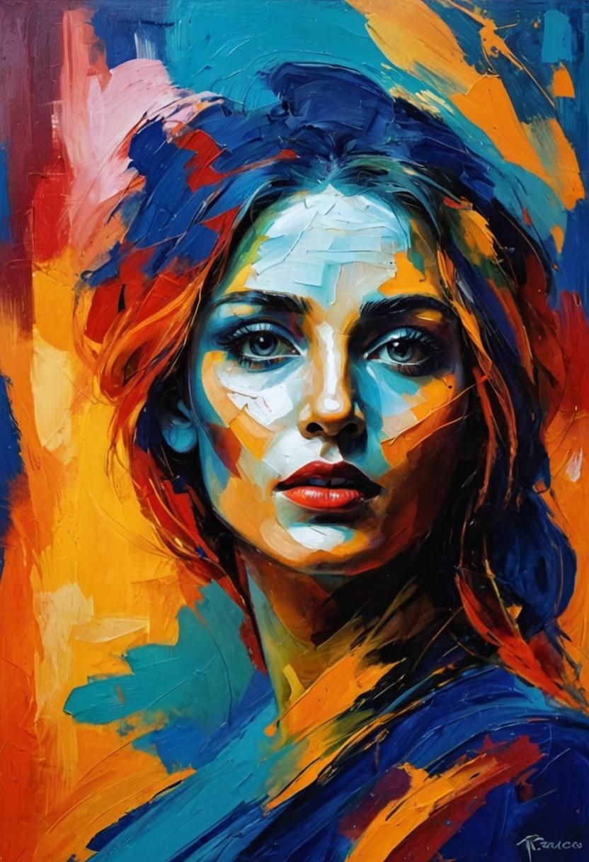 Abstract Face Painting in Flowing Picasso Style