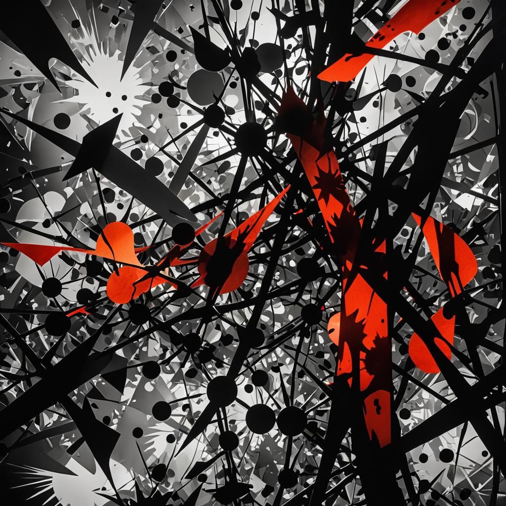 Abstract Black and White Rayograph Photogram with Solarizati...