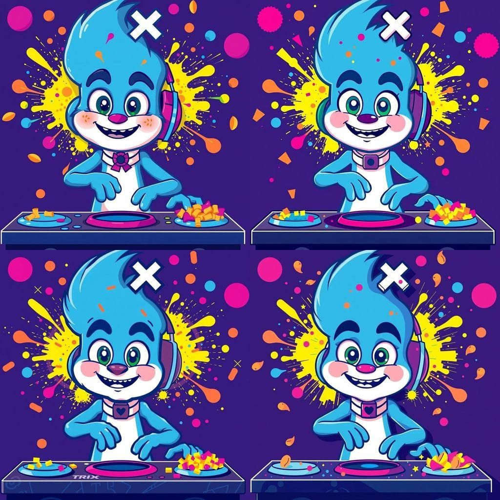 Surreal Cartoon Landscape of Trix Cereal Party