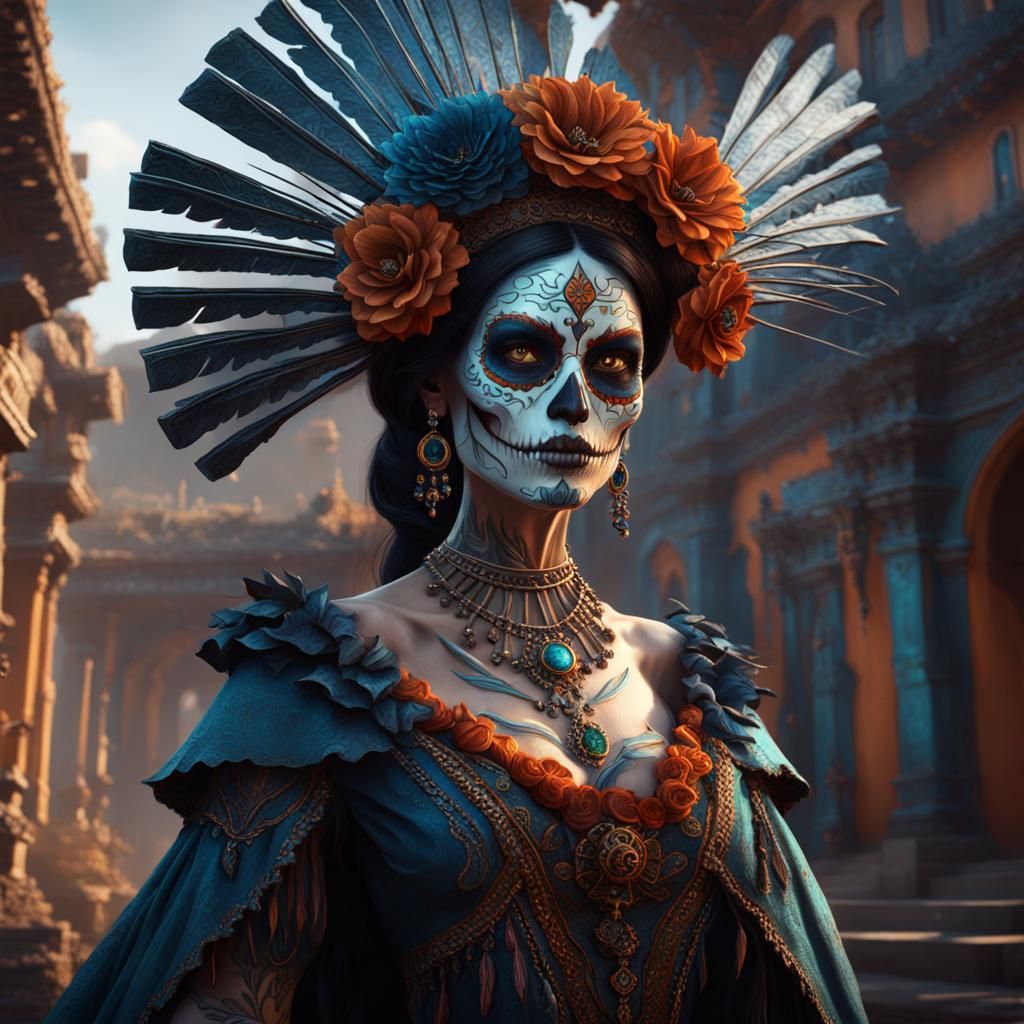 Detailed Catrina in Fantasy Concept Art Style