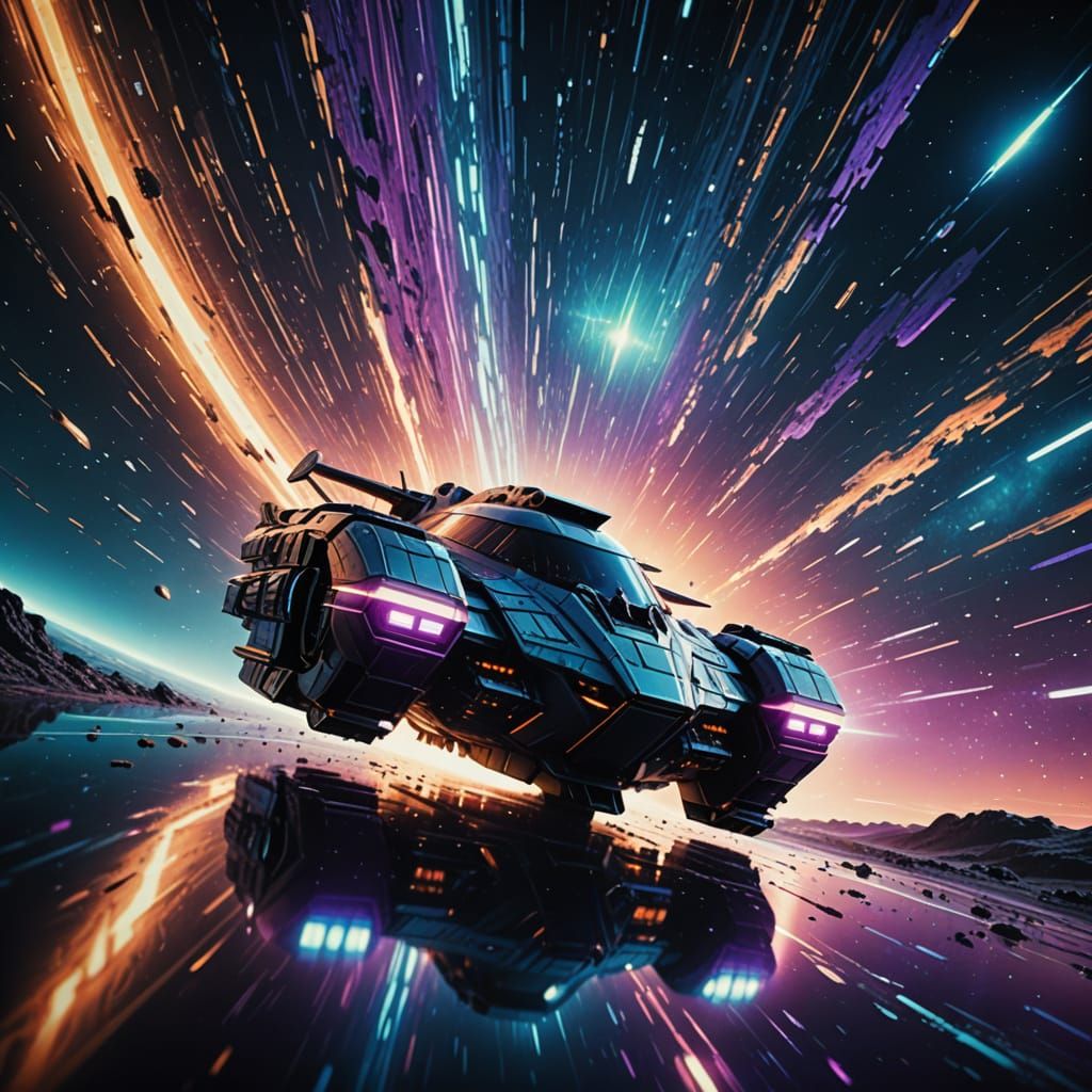 Sleek Interstellar Ship Cuts Through Warped Space in a Cinem...