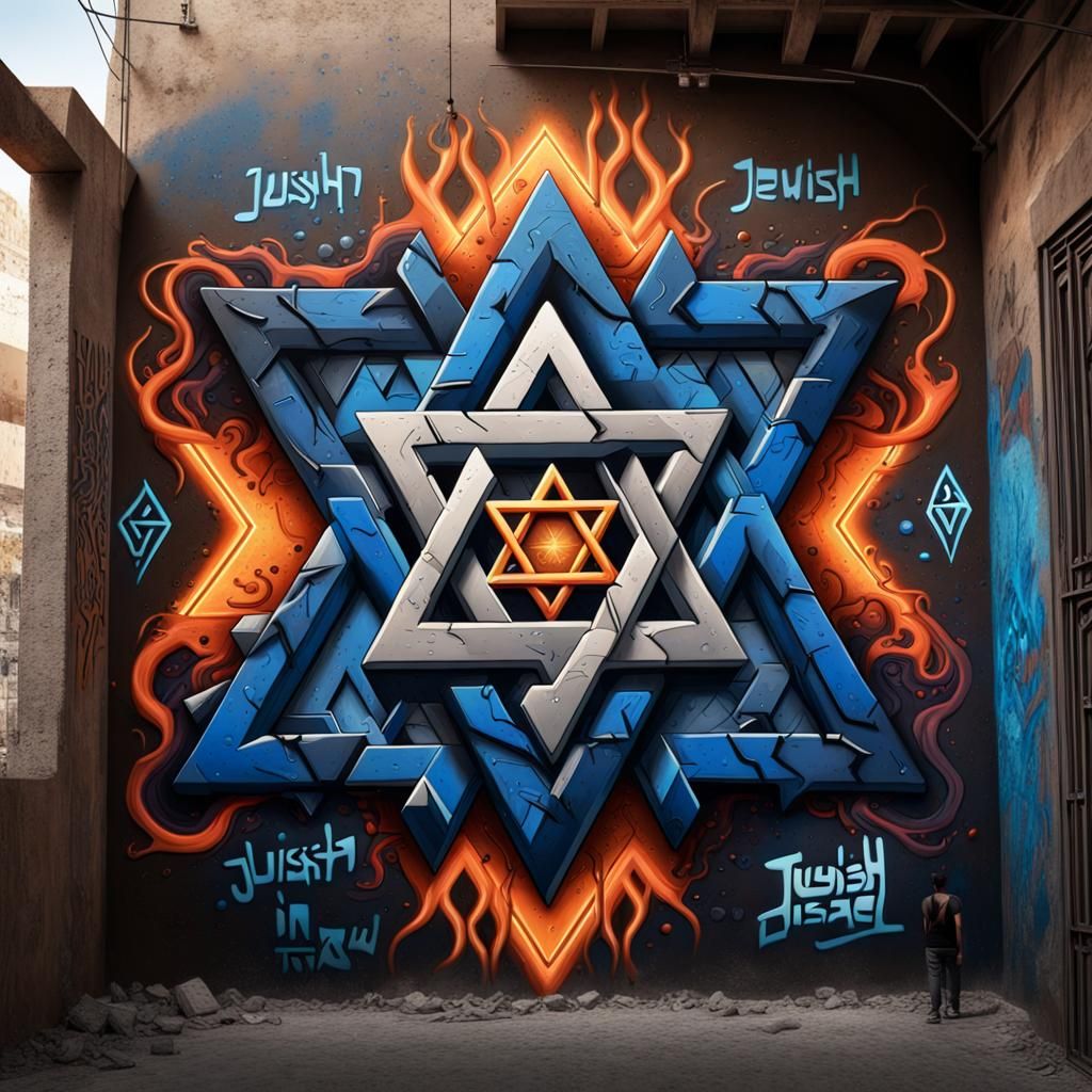 Hyperrealist Graffiti Mural of Israeli Flag in Lava