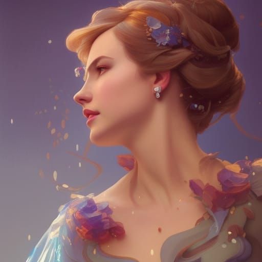 Cinderella Portrait in Art Nouveau Style