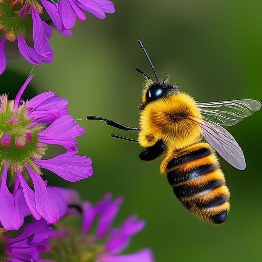 Bee Among Flowers, Detailed Matte Painting