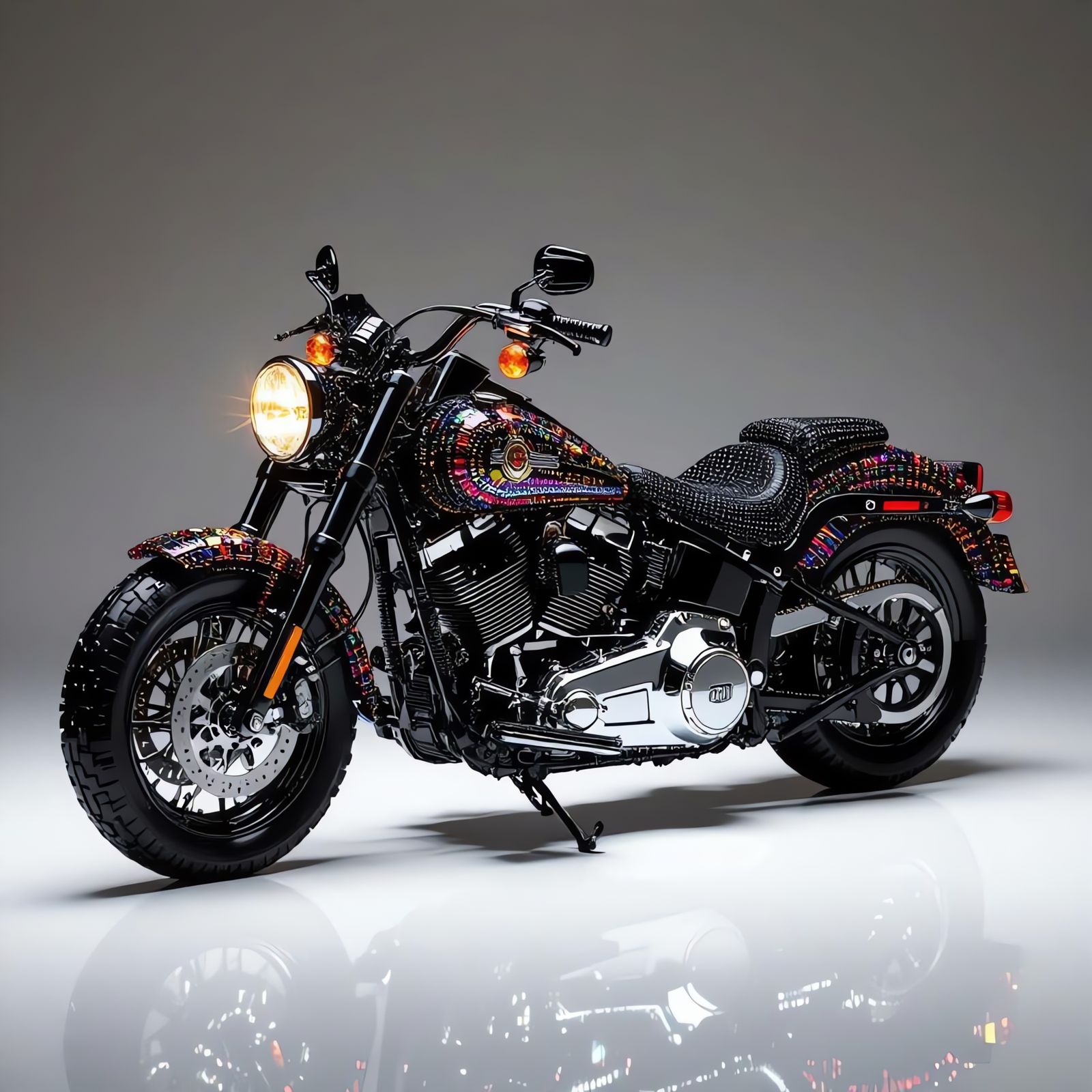 Beaded Harley Davidson Motorcycle Sculpture