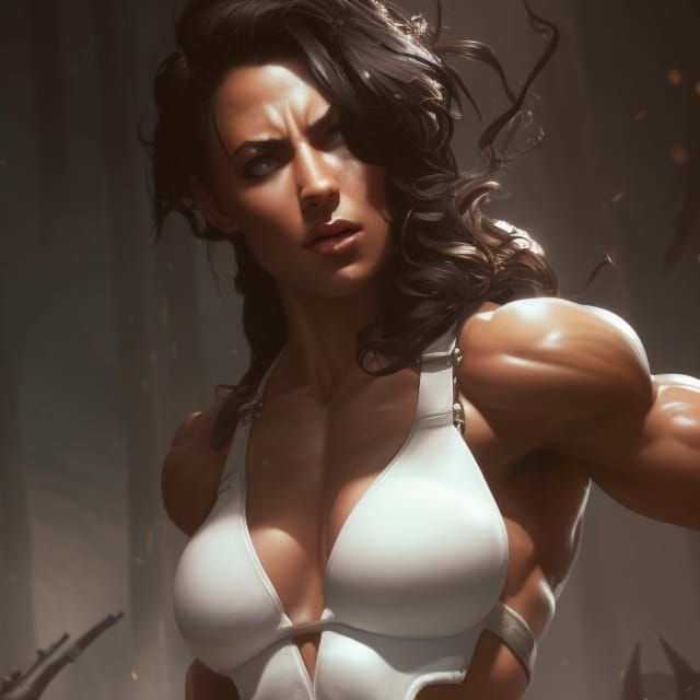 Dark Fantasy Muscle Girl Concept Art
