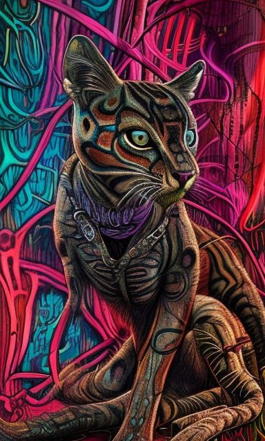 Cybernetic Jungle Cat on Psychedelic Trip