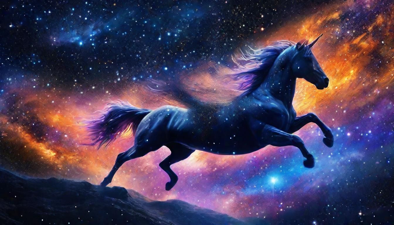 Unicorn Galloping Through Cosmic Void, Painting Stars