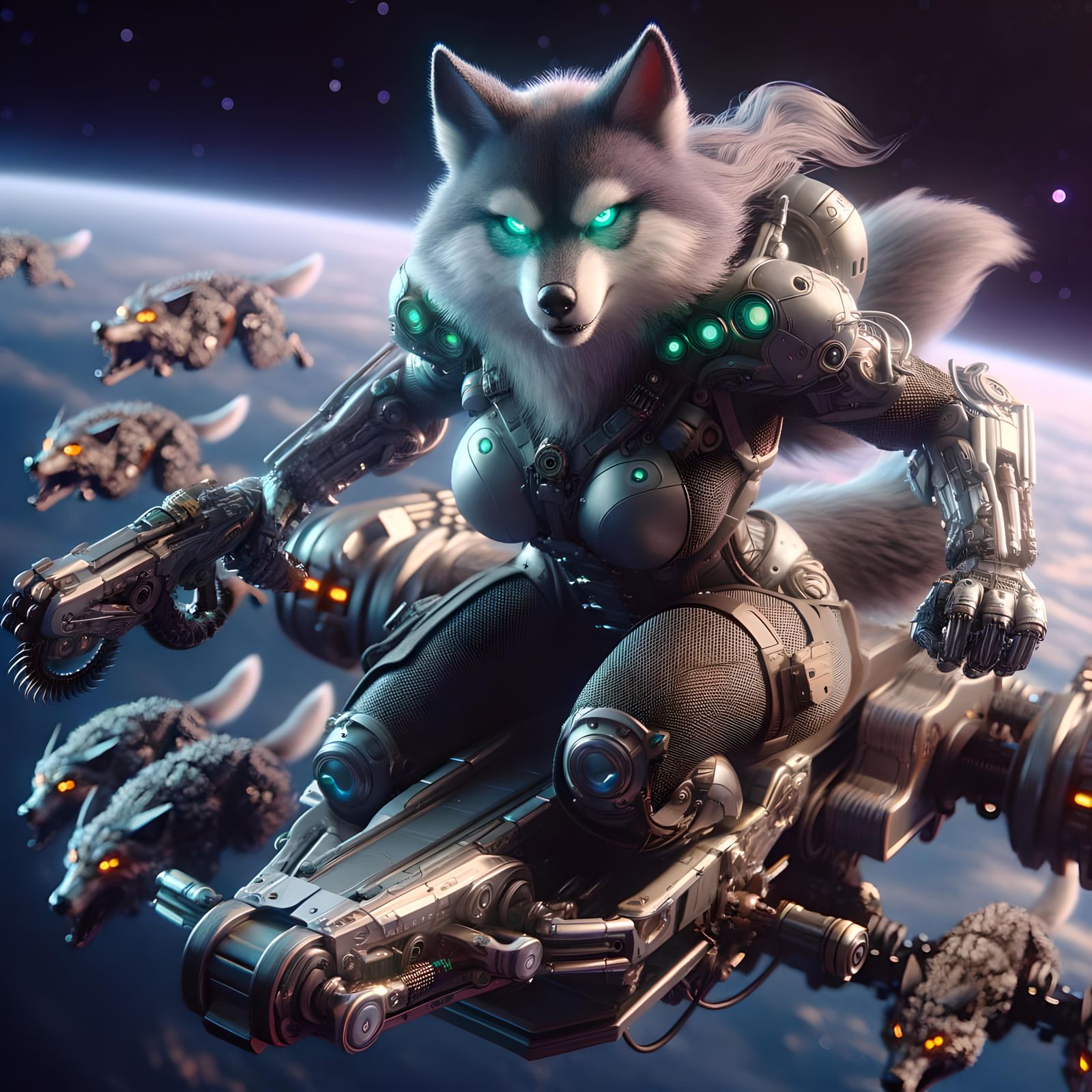 Wolf Warrior in Space with Chainsaws