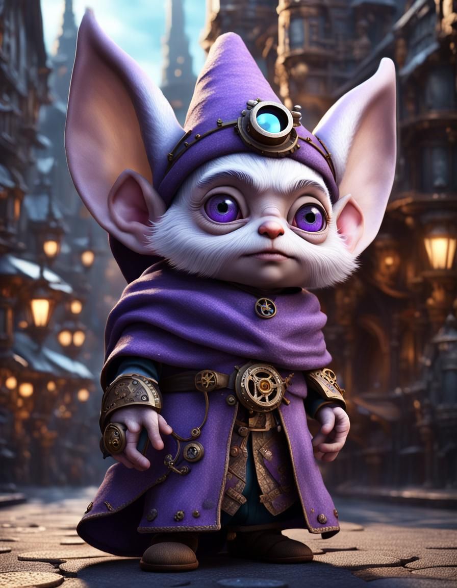 Steampunk Gnome Mage Portrait in Detailed Matte Style