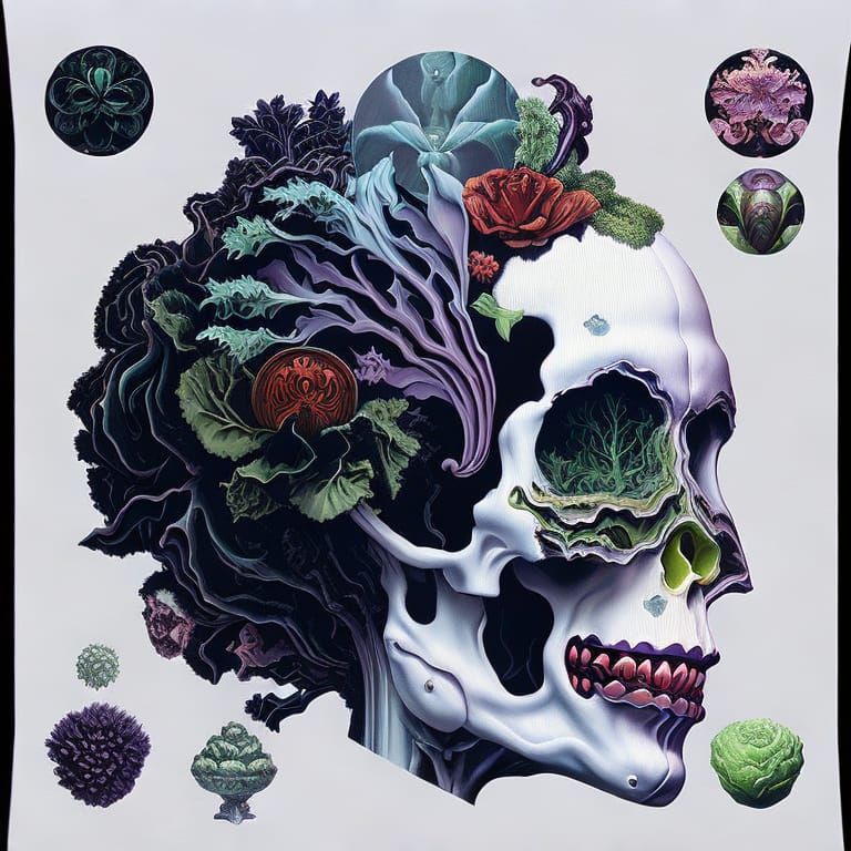 Anatomy of Lettuce Head in Altermodern Style