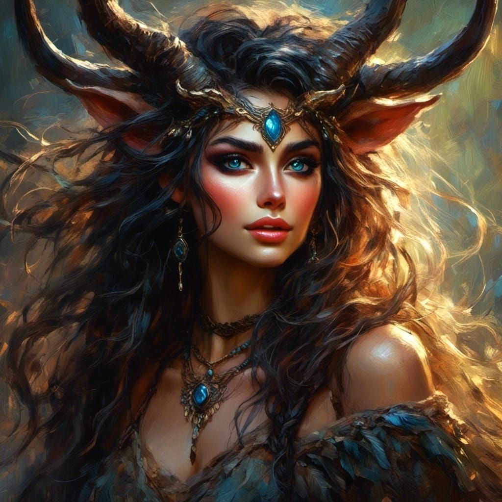 Mythical Horned Fairytaur in Dark Fantasy Style