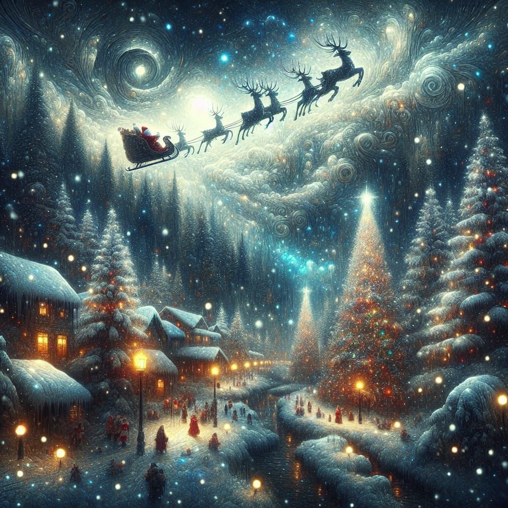 Winter Wonderland Scene in Impressionist Style