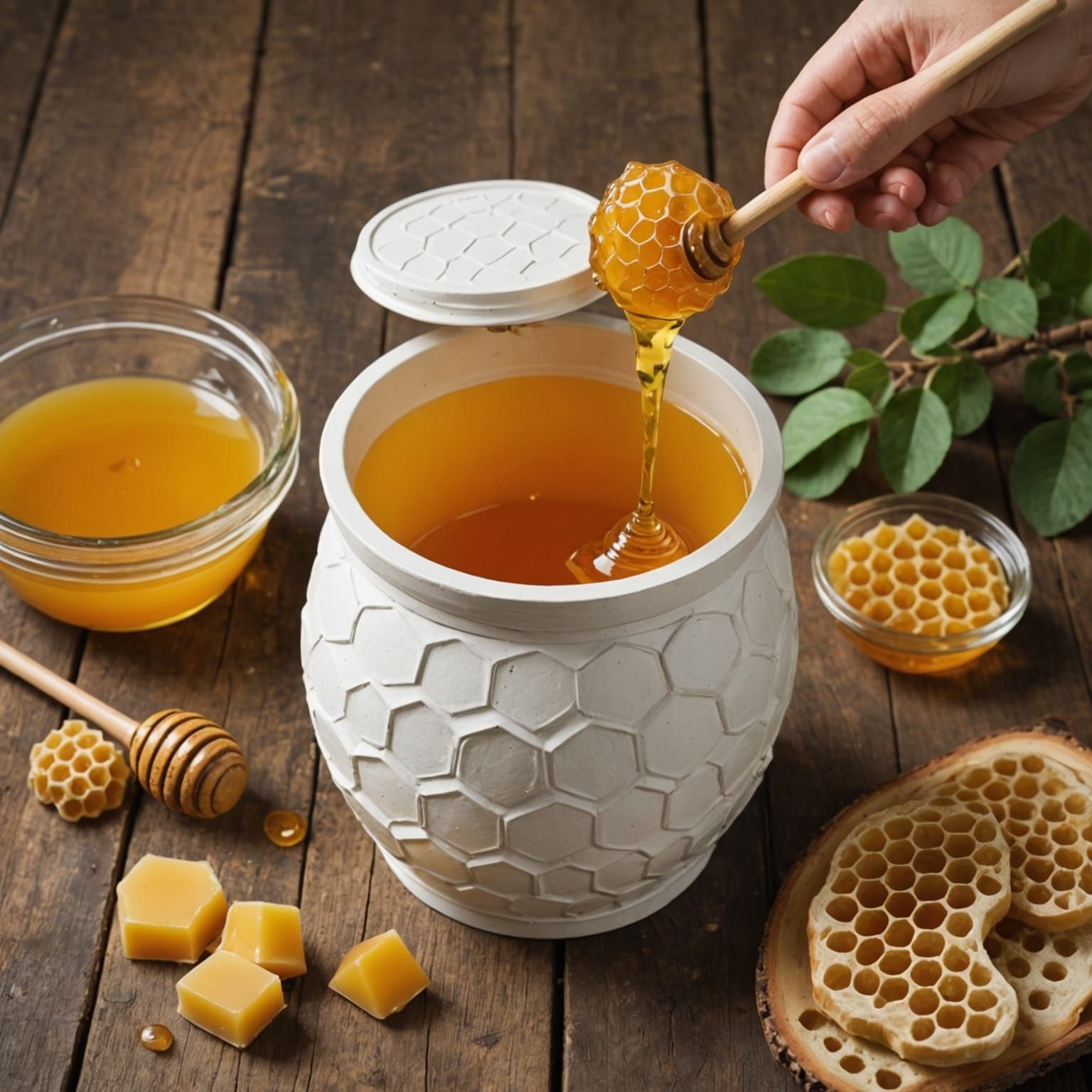 Vintage Honey Pot with Honeycomb Stick in Winnie the Pooh St...