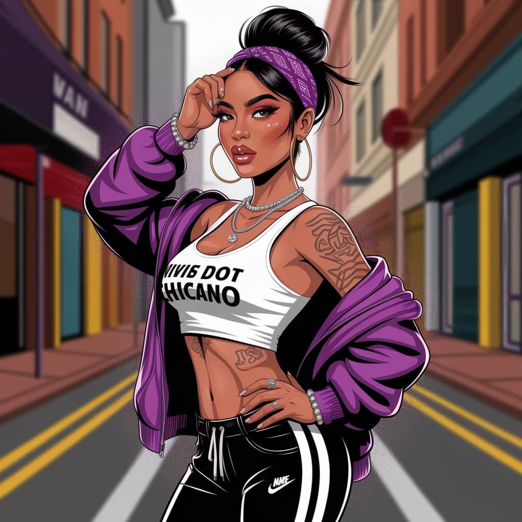 Chic Chicana in Animated Style with Bold Makeup