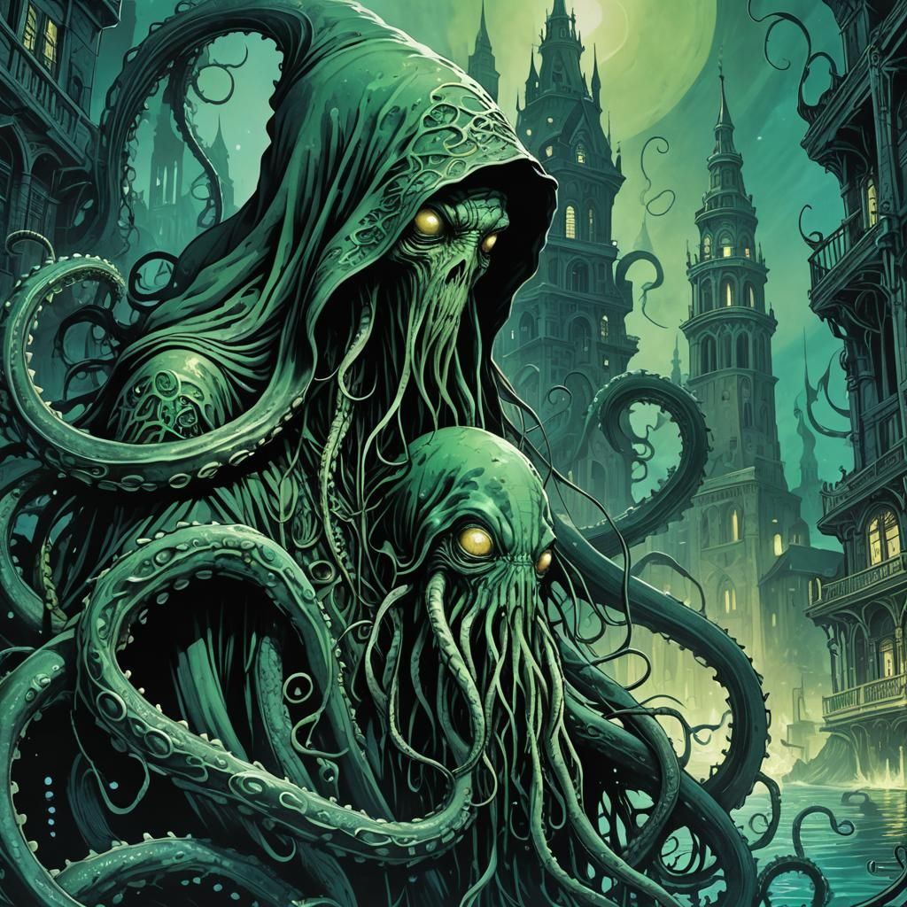Eldritch Lovecraftian Creature in Underwater City
