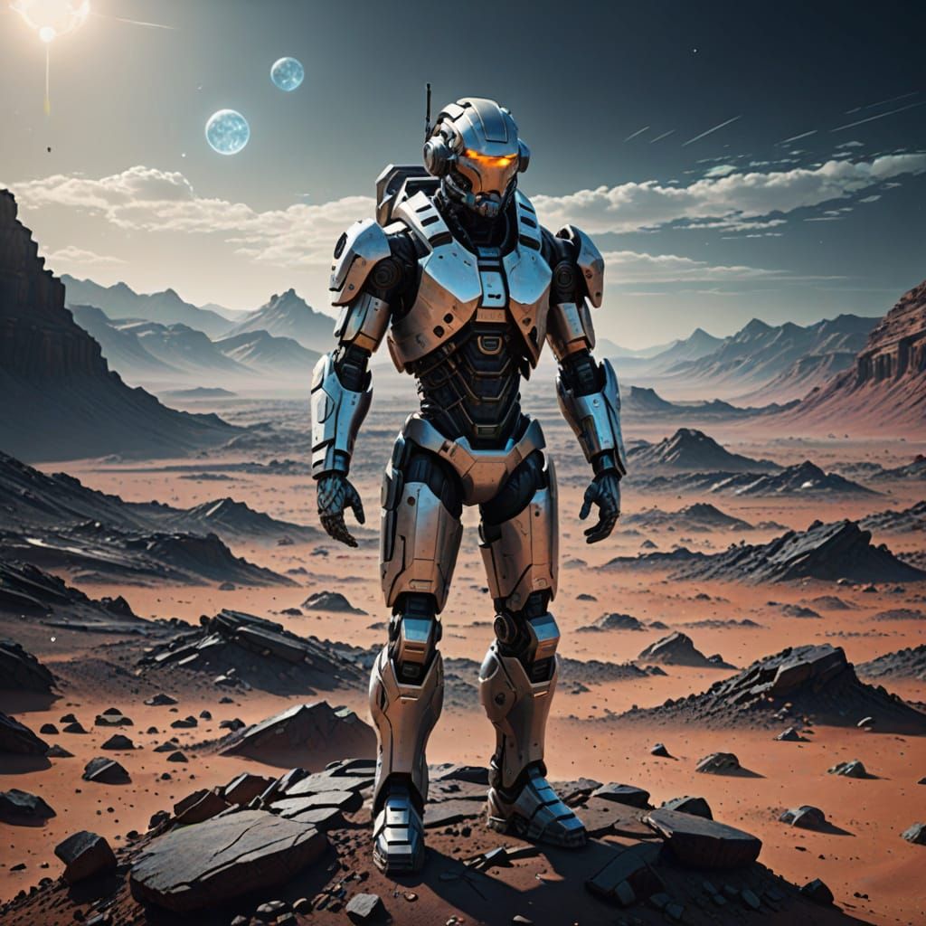Cybernetic Explorer on a Barren Planet