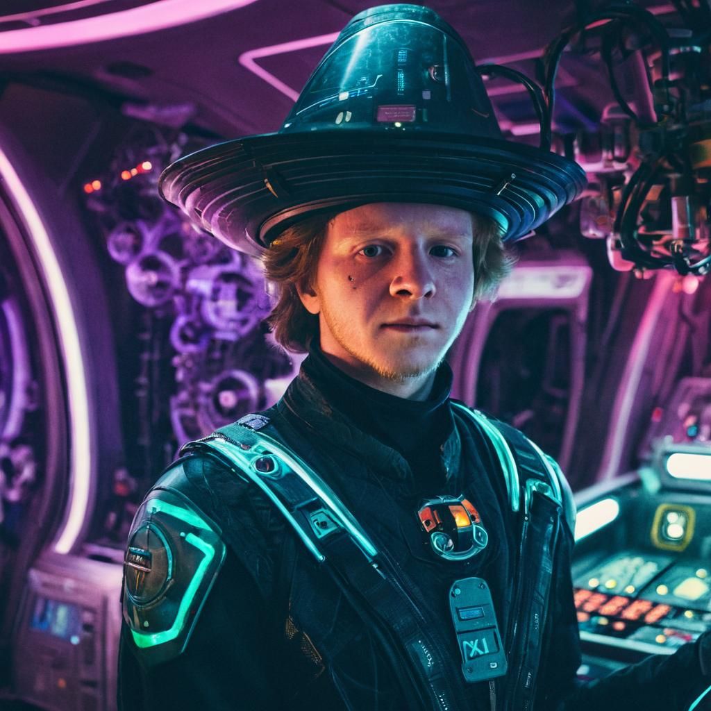 Witch as Spaceship Captain Mixing Love Potion