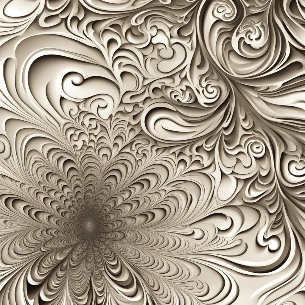 Fractal Sticker Illustration on Off-White Background