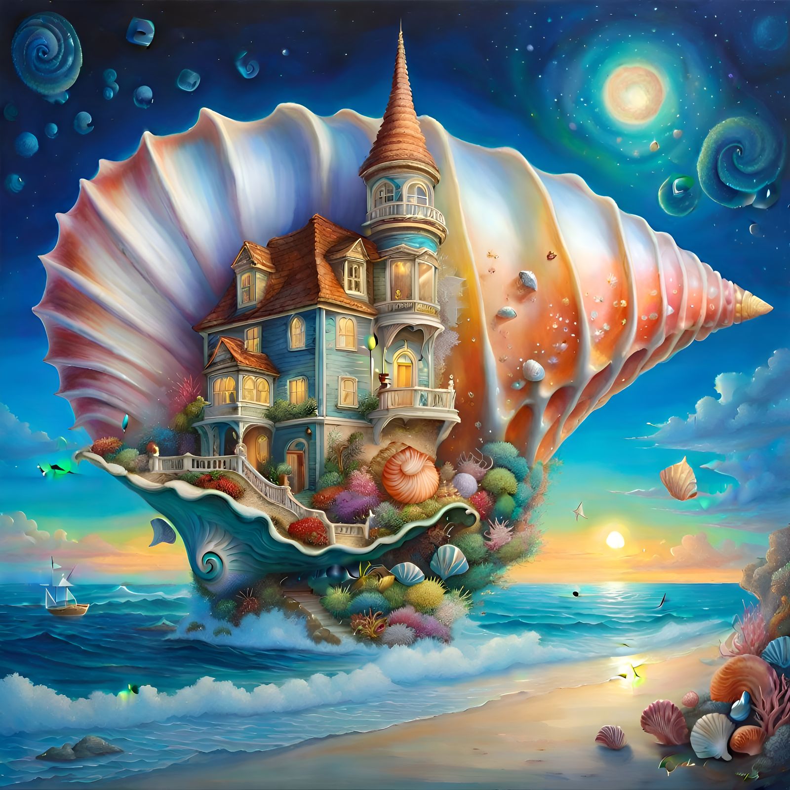 At home in a Triton Queen Conch shell