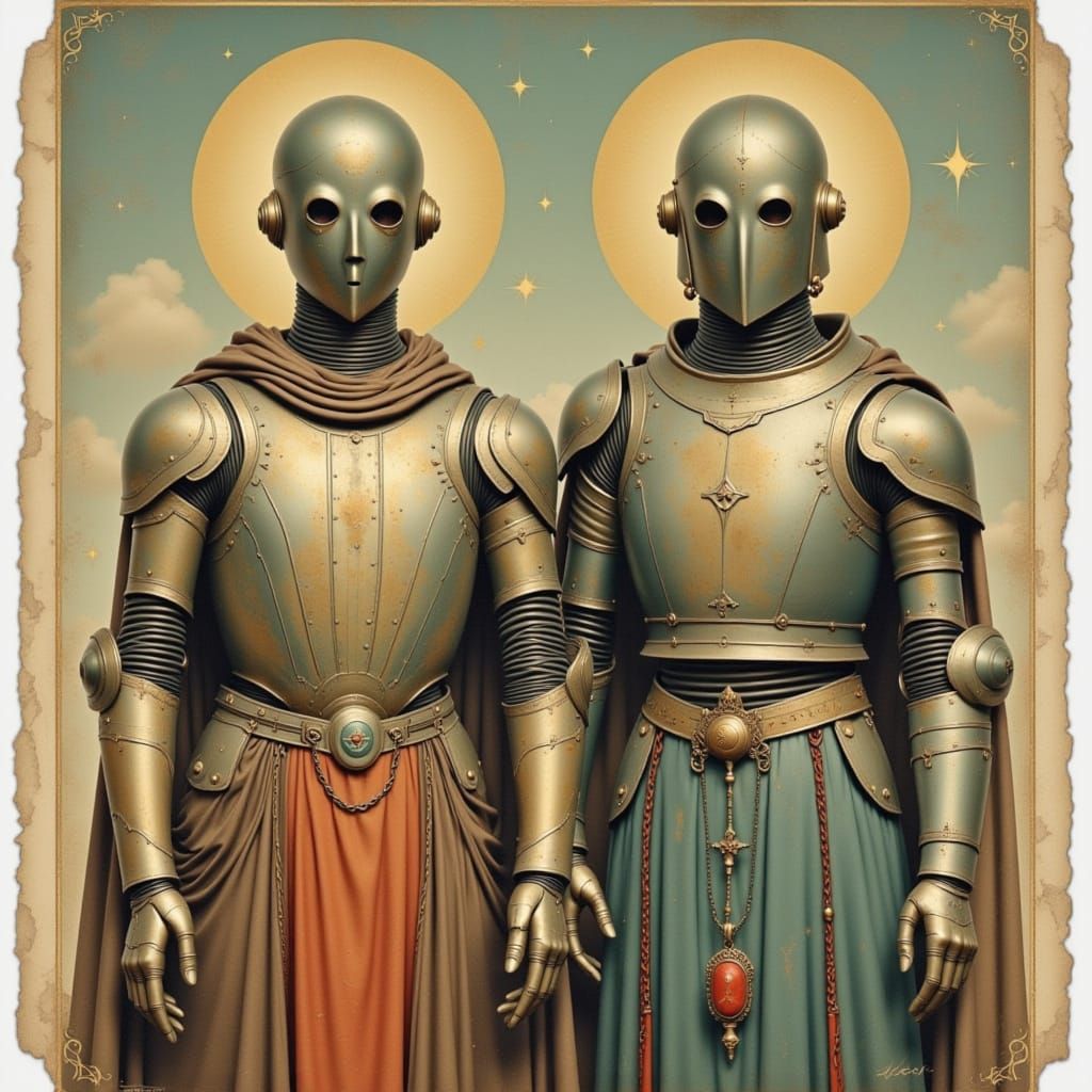 Retro Futuristic Saints in Art Deco Armor