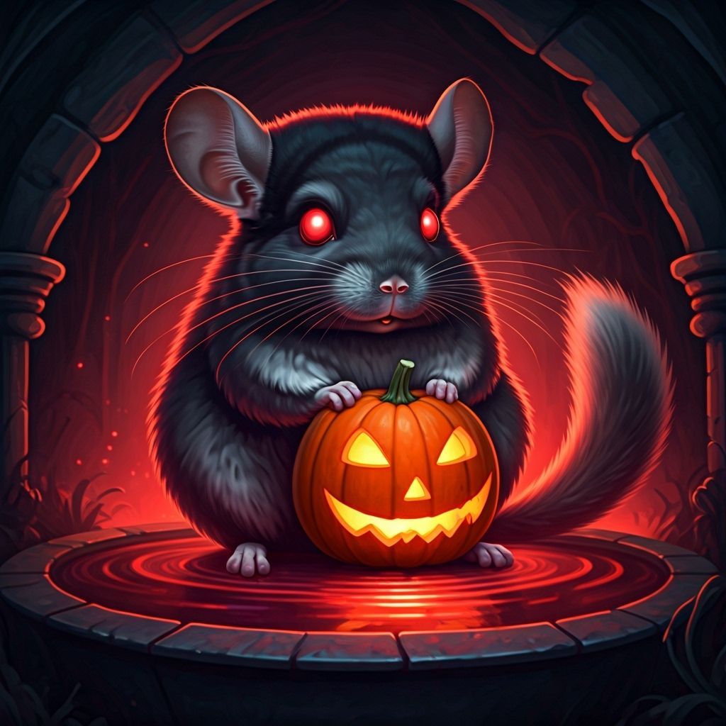 Enchanting Chinchilla Performing Rituals in Haunted Crypt
