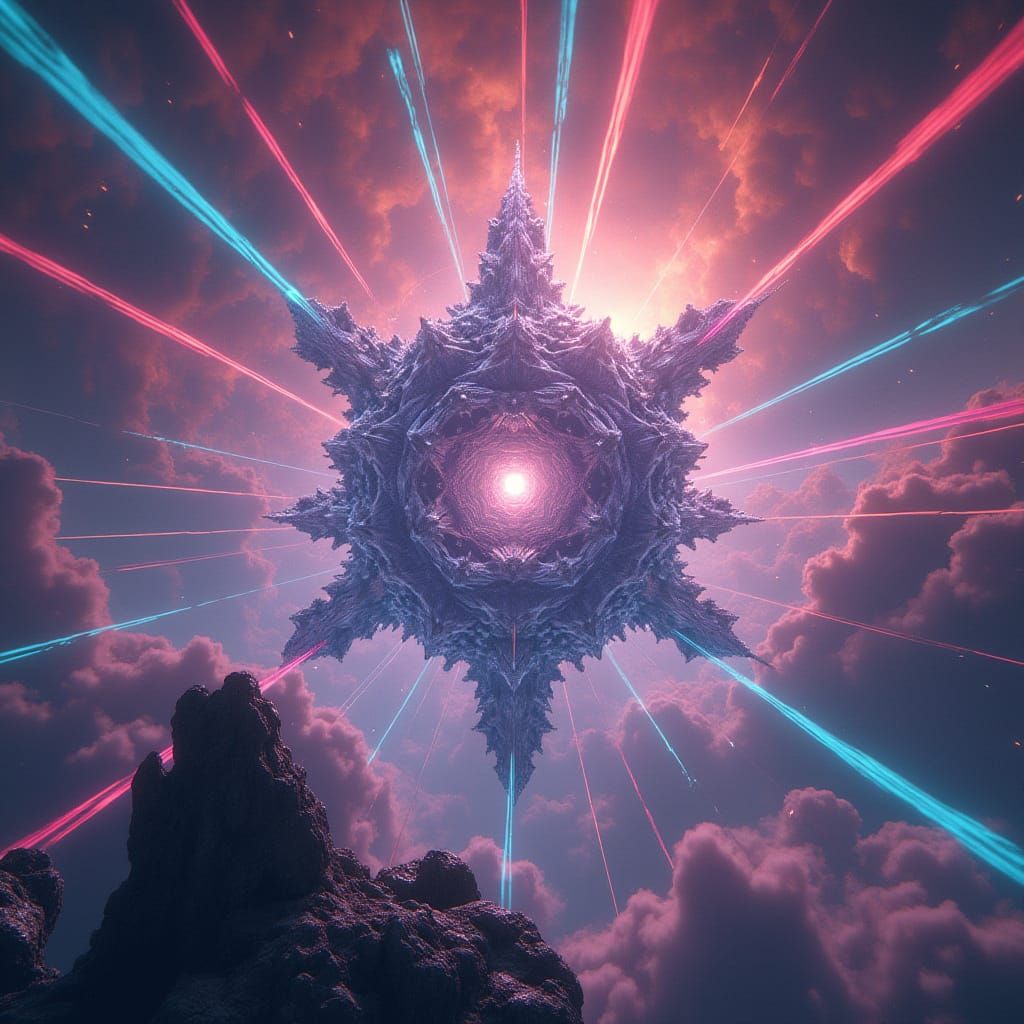 Stunning Retro-Futuristic Megastructure Hovers Amidst Swirli...