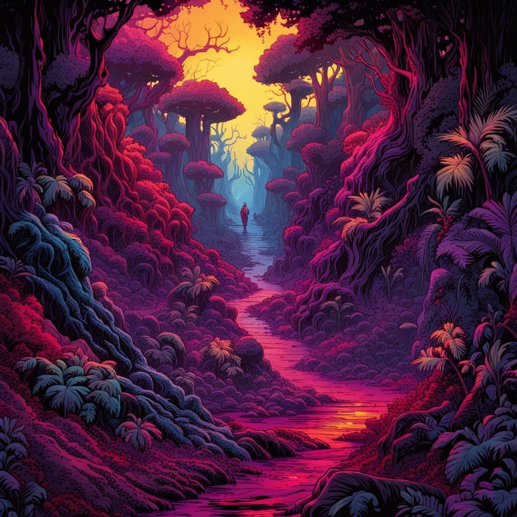 Surreal Toxic Jungle in Hell: A Gothic Fantasy