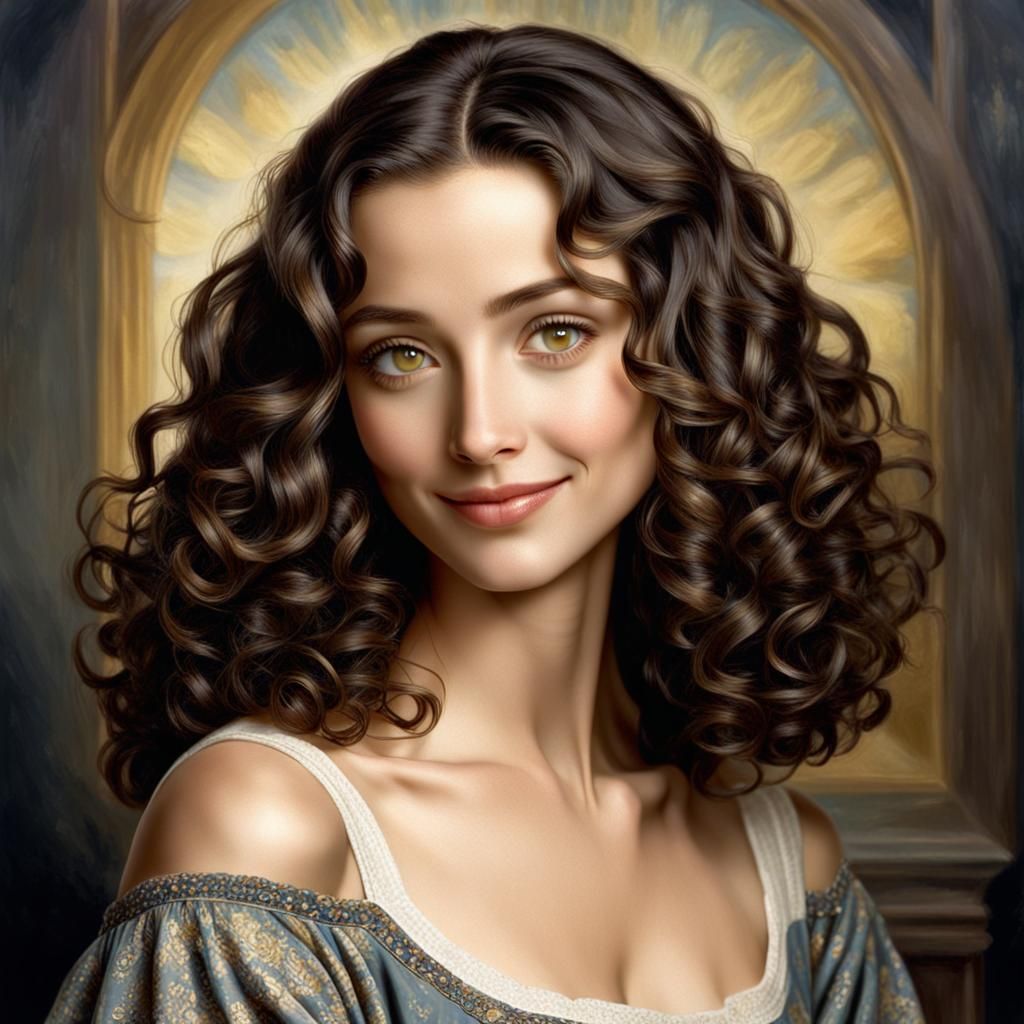 Beautiful Brunette with Golden Eyes and Warm Smile