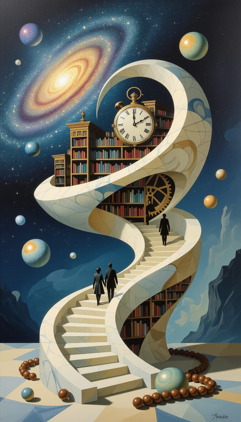 Surrealist Dream Sculpture of Time Traveler in Dalí Style