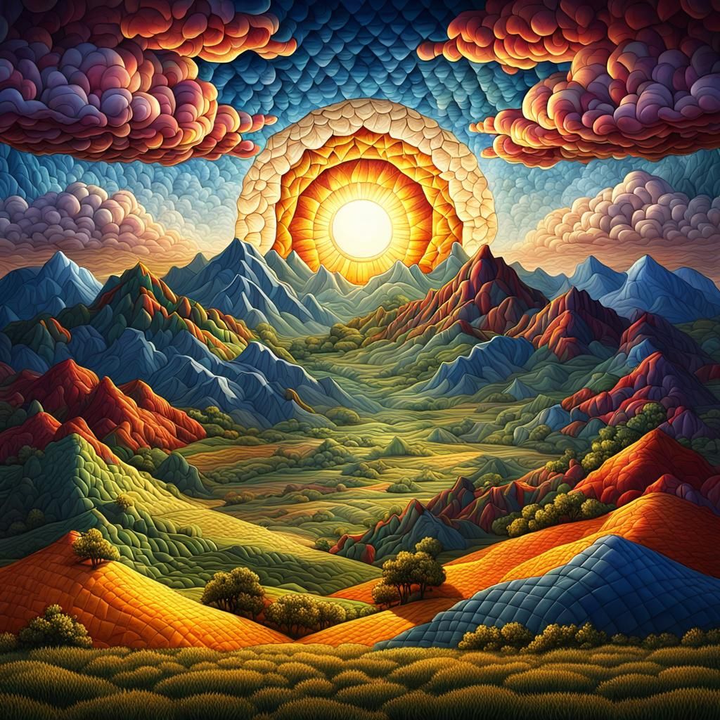 Quilted Landscape in Detailed Matte Style