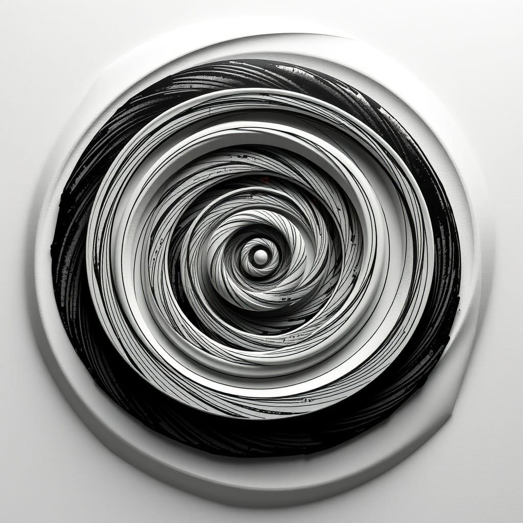 Zen Fractal Spirals in Sumi Ink Style