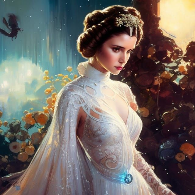 Detailed Princess Leia in Award-Winning Digital Art Style