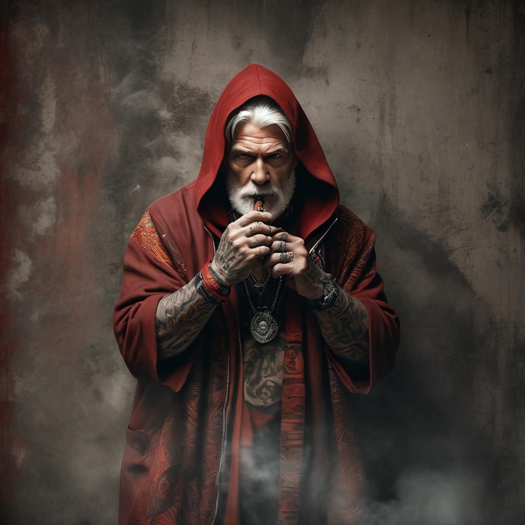 Menacing Santa Portrait in Dark Fantasy Style