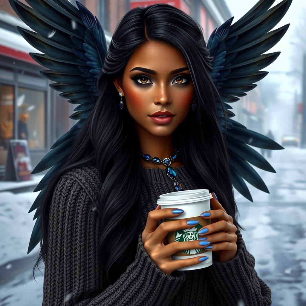 Ethereal Goddess of Heaven and Earth in Winter Wonderland