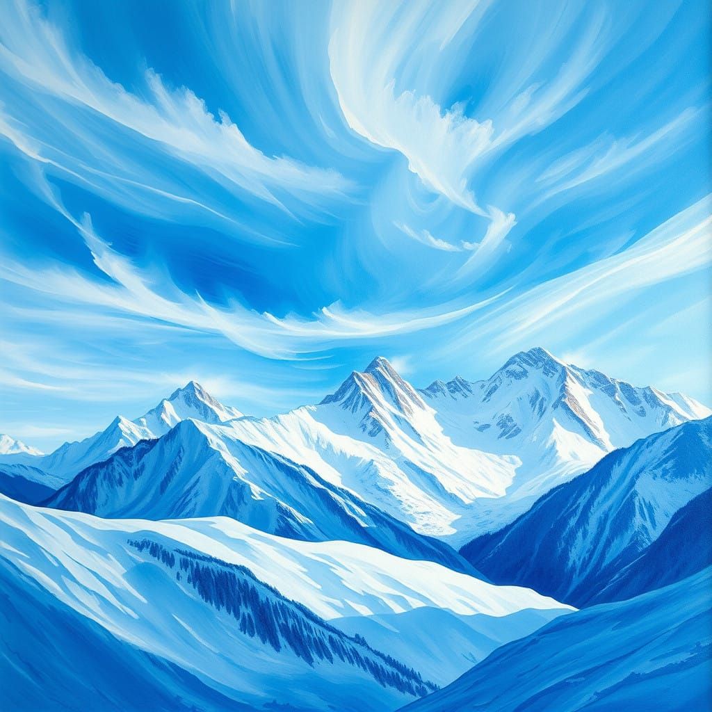 Majestic Winter Wonderland in Vibrant Blues and Whites